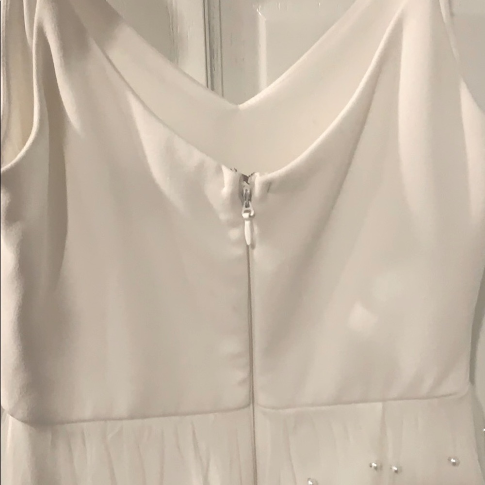 White Mini Dress with Pearl Overlay Lulu’s size Small - Picture 7 of 10